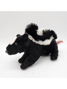 Aurora Skunk Plush Stuffed Animal 8" Black White Realistic Flopsie Beanie 2010